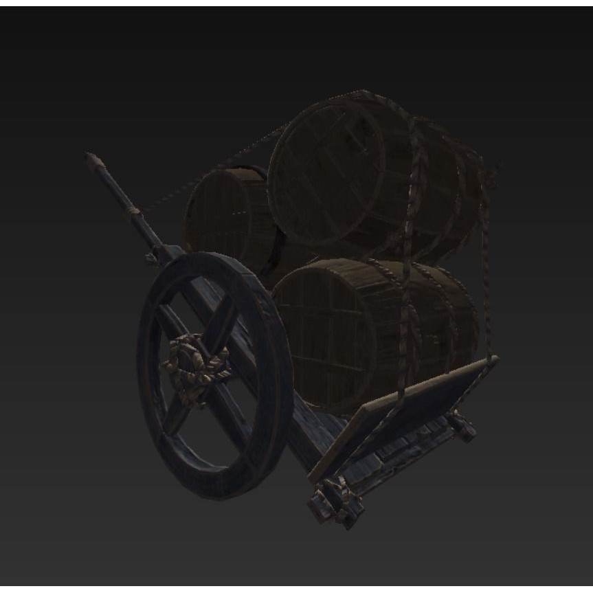 Roman Carriage 3D Model – Low Poly Historical Transport, FBX - View 17