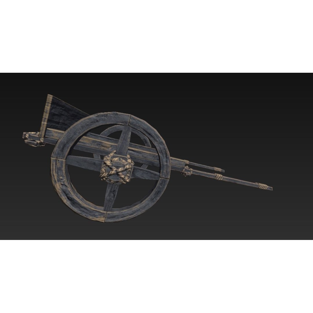 Roman Carriage 3D Model – Low Poly Historical Transport, FBX - View 3