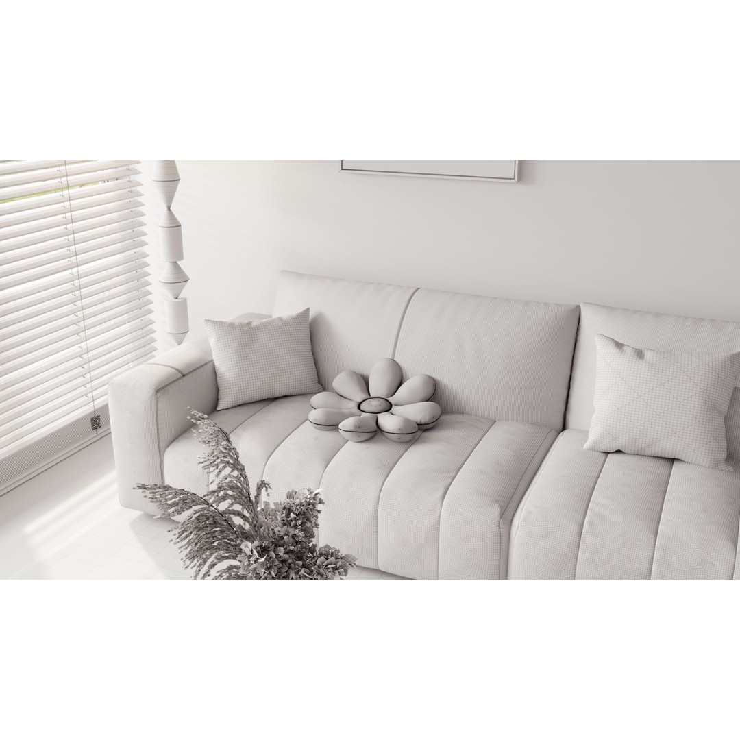 Living Room 3D Model – Modern Apartment Scene, Blender, Corona Ready