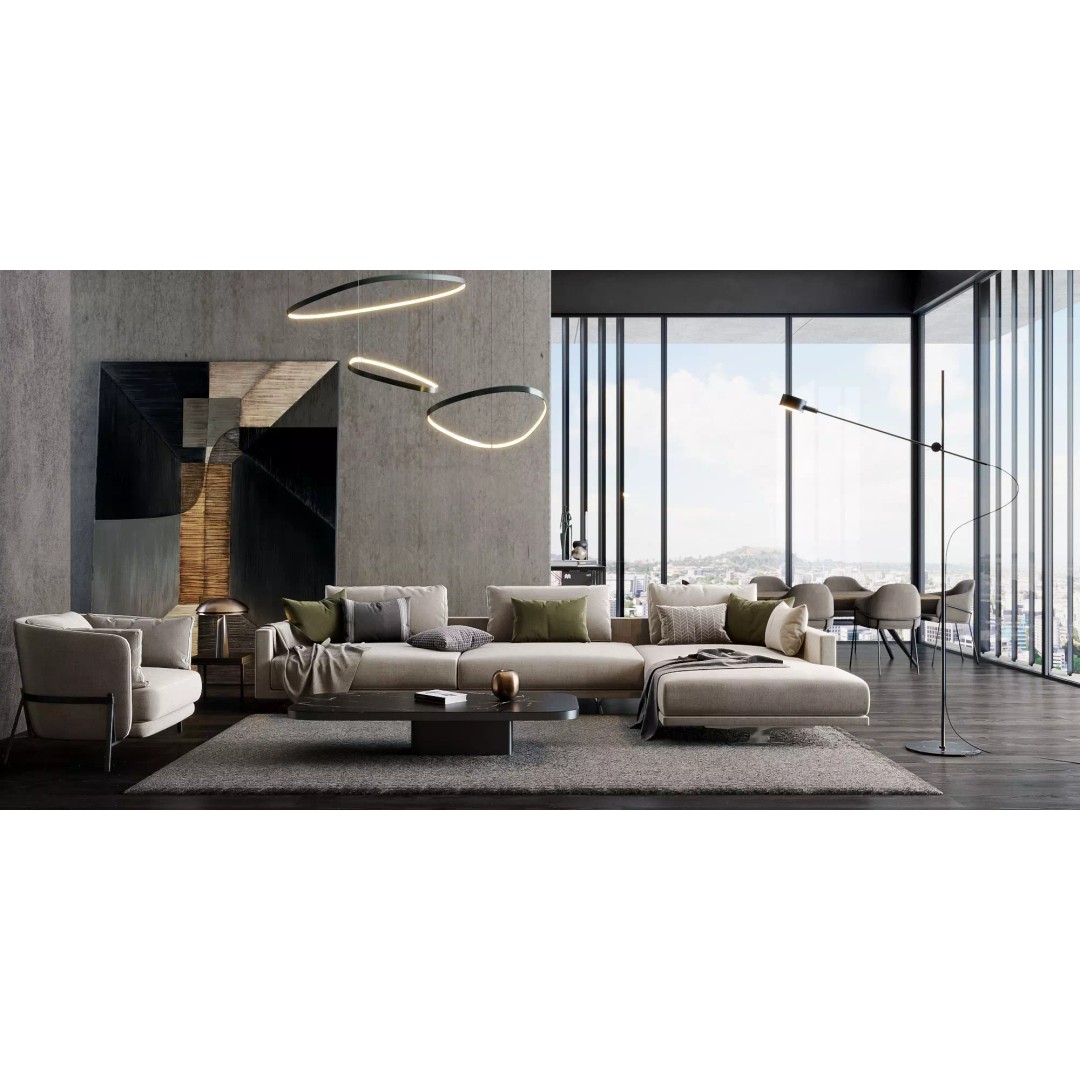 Living Room 3D Model – Fully Textured Interior Scene, FBX, Corona - View 2