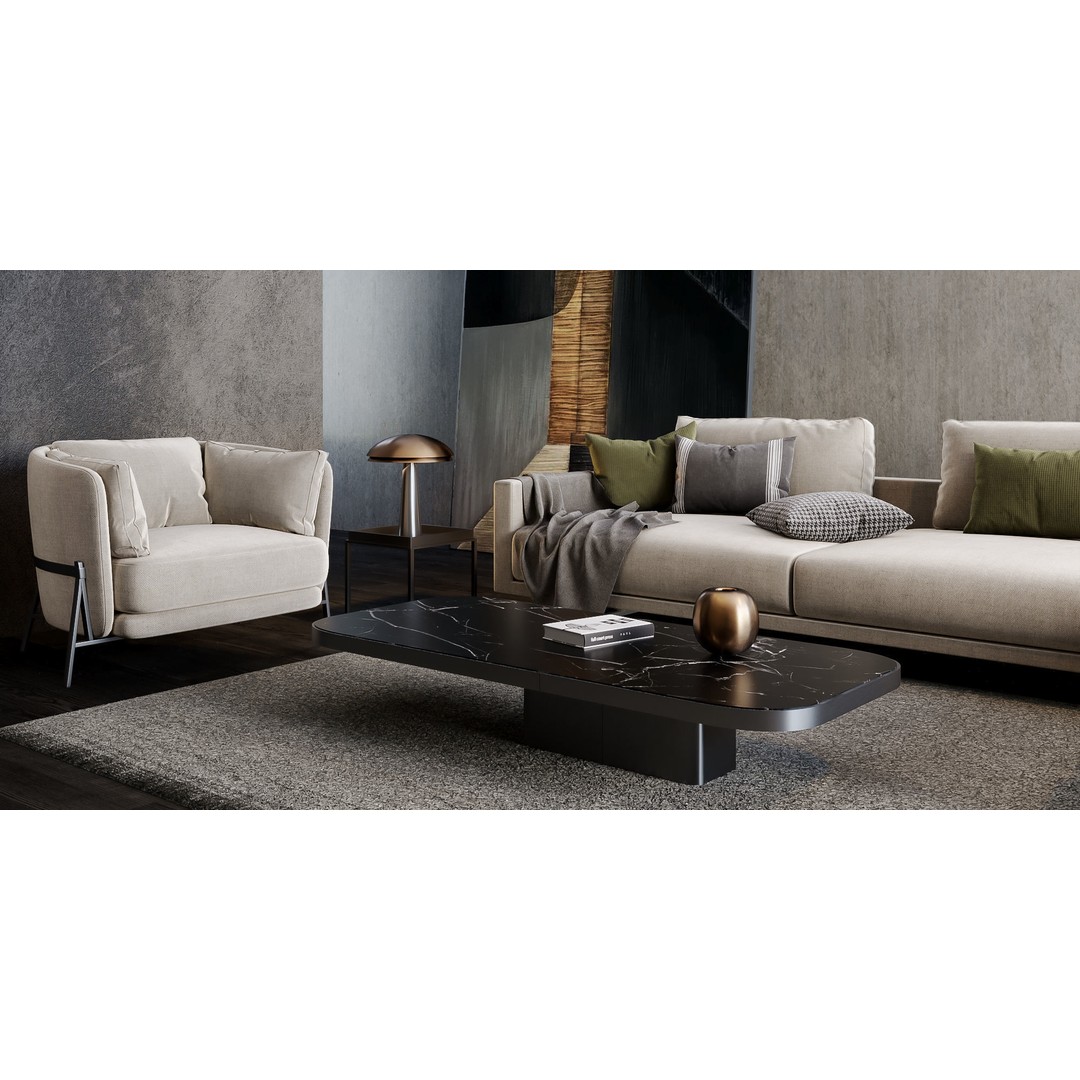 Living Room 3D Model – Fully Textured Interior Scene, FBX, Corona - View 5