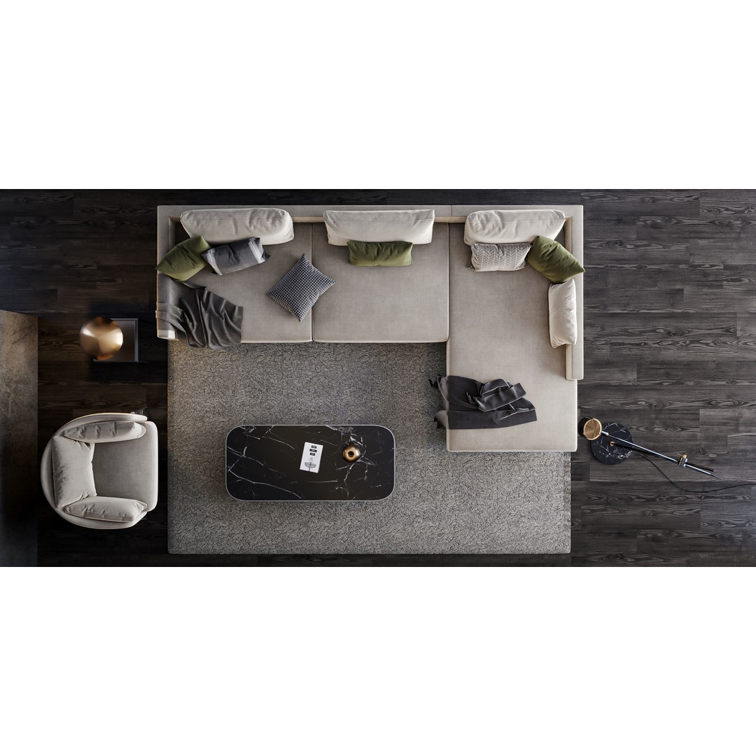 Living Room 3D Model – Fully Textured Interior Scene, FBX, Corona - View 6