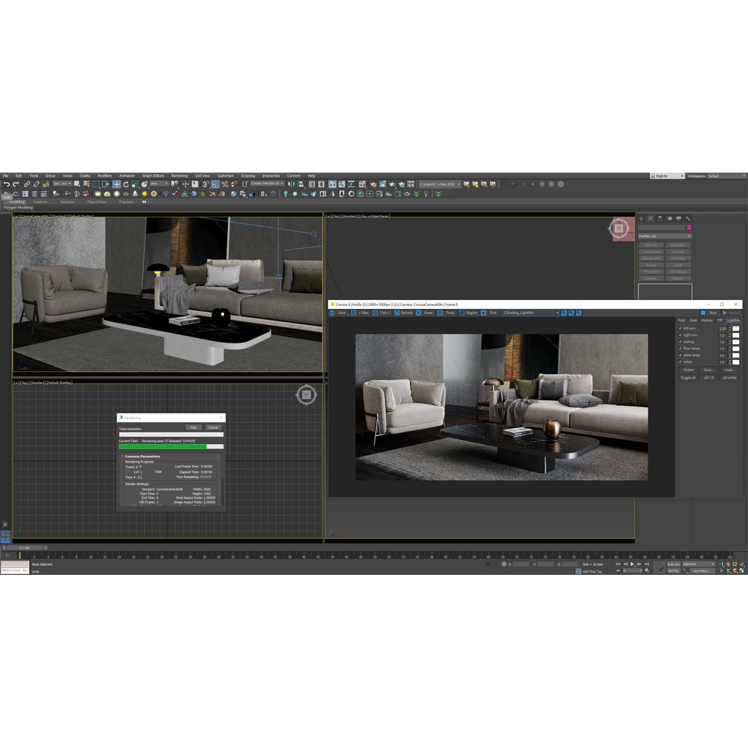 Living Room 3D Model – Fully Textured Interior Scene, FBX, Corona - View 7
