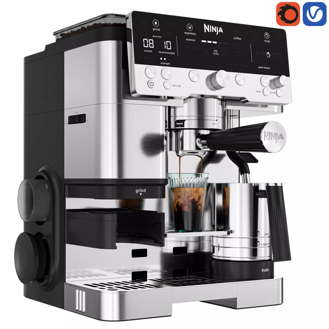 Ninja Espresso Machine 3D Model – Ultra-Detailed Kitchen Asset, OBJ & FBX - View 2