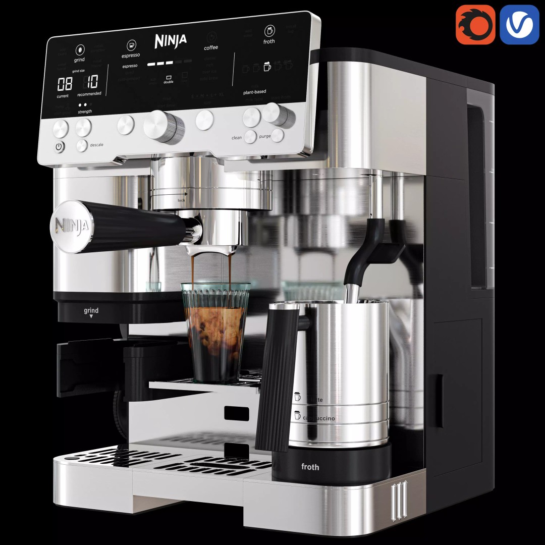 Ninja Espresso Machine 3D Model – Ultra-Detailed Kitchen Asset, OBJ & FBX - View 3