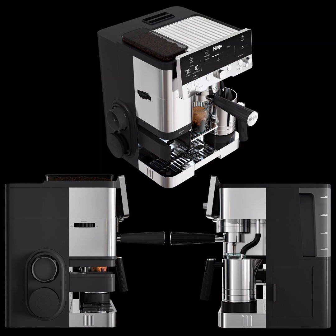Ninja Espresso Machine 3D Model – Ultra-Detailed Kitchen Asset, OBJ & FBX - View 6