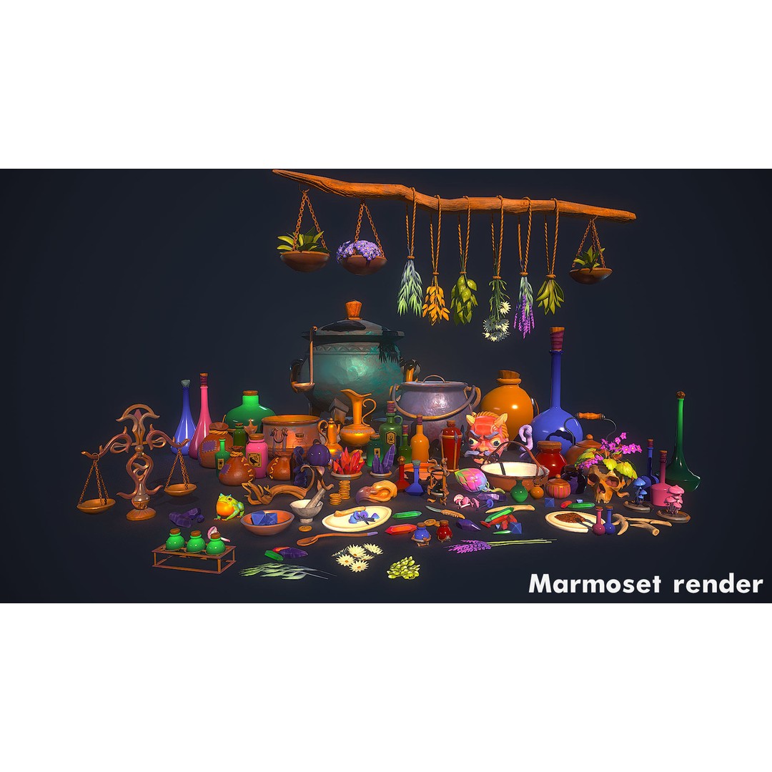 Potion Props 3D Model – Low Poly Fantasy Asset, FBX, PBR Textures - View 11