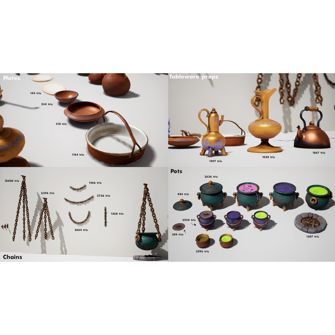 Potion Props 3D Model – Low Poly Fantasy Asset, FBX, PBR Textures - View 13