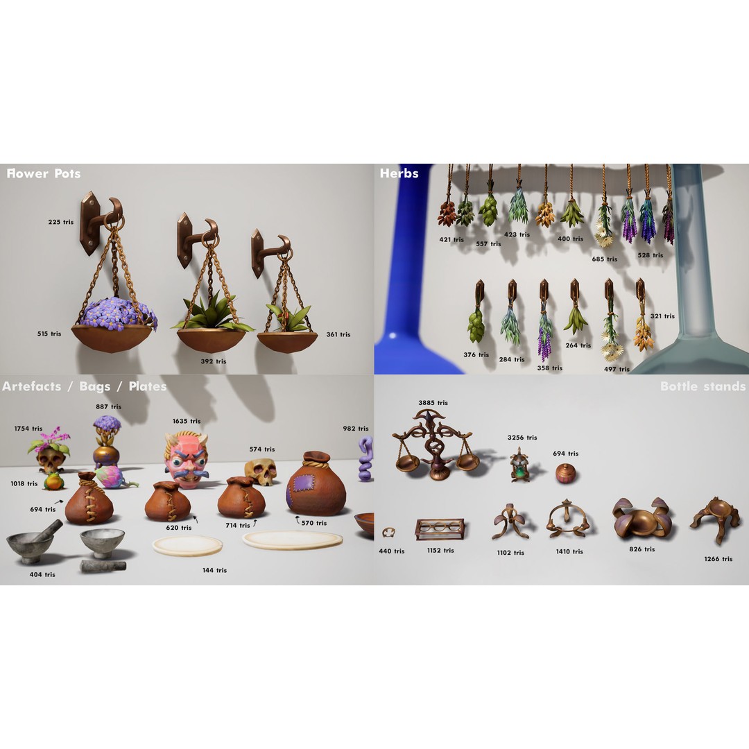Potion Props 3D Model – Low Poly Fantasy Asset, FBX, PBR Textures - View 15