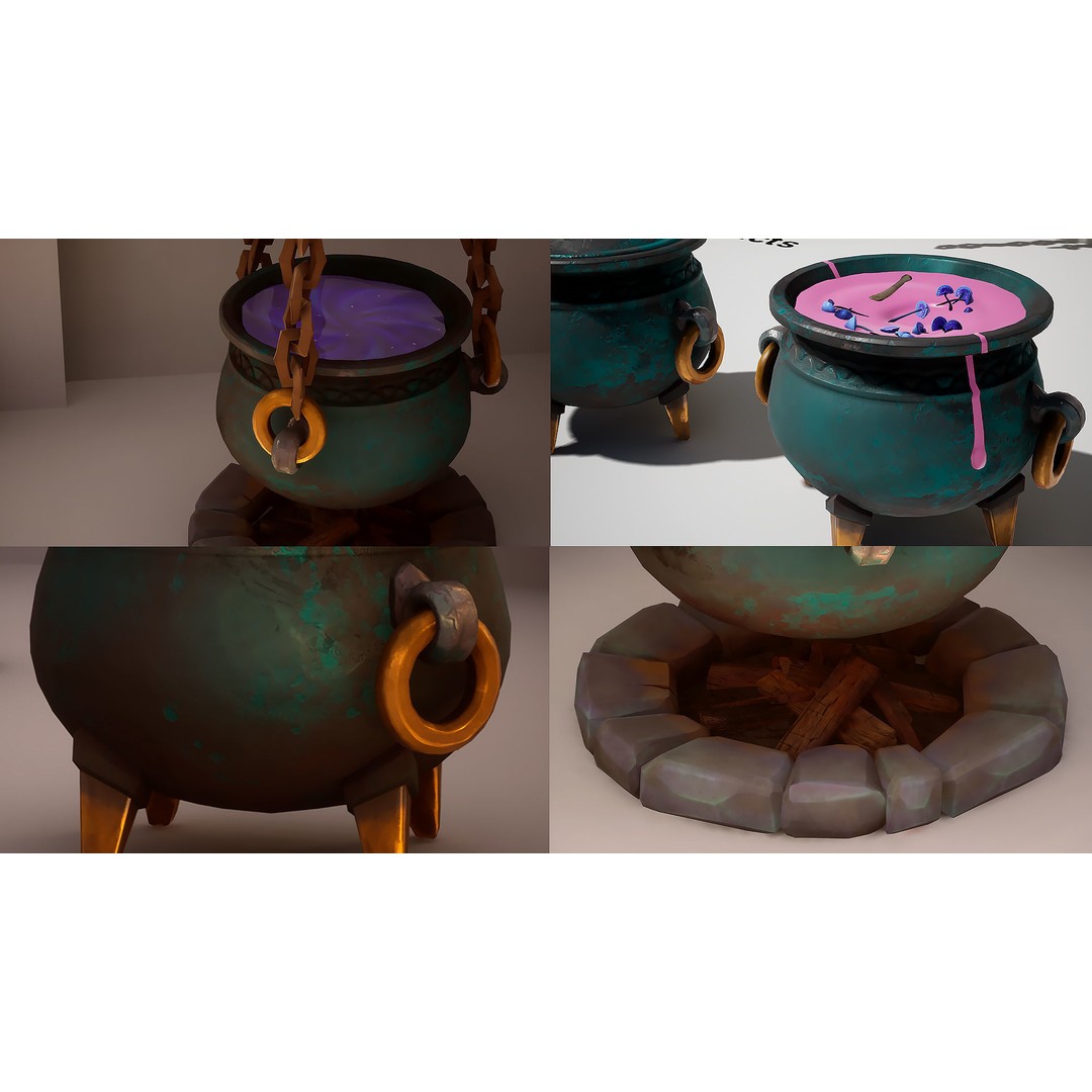 Potion Props 3D Model – Low Poly Fantasy Asset, FBX, PBR Textures - View 20