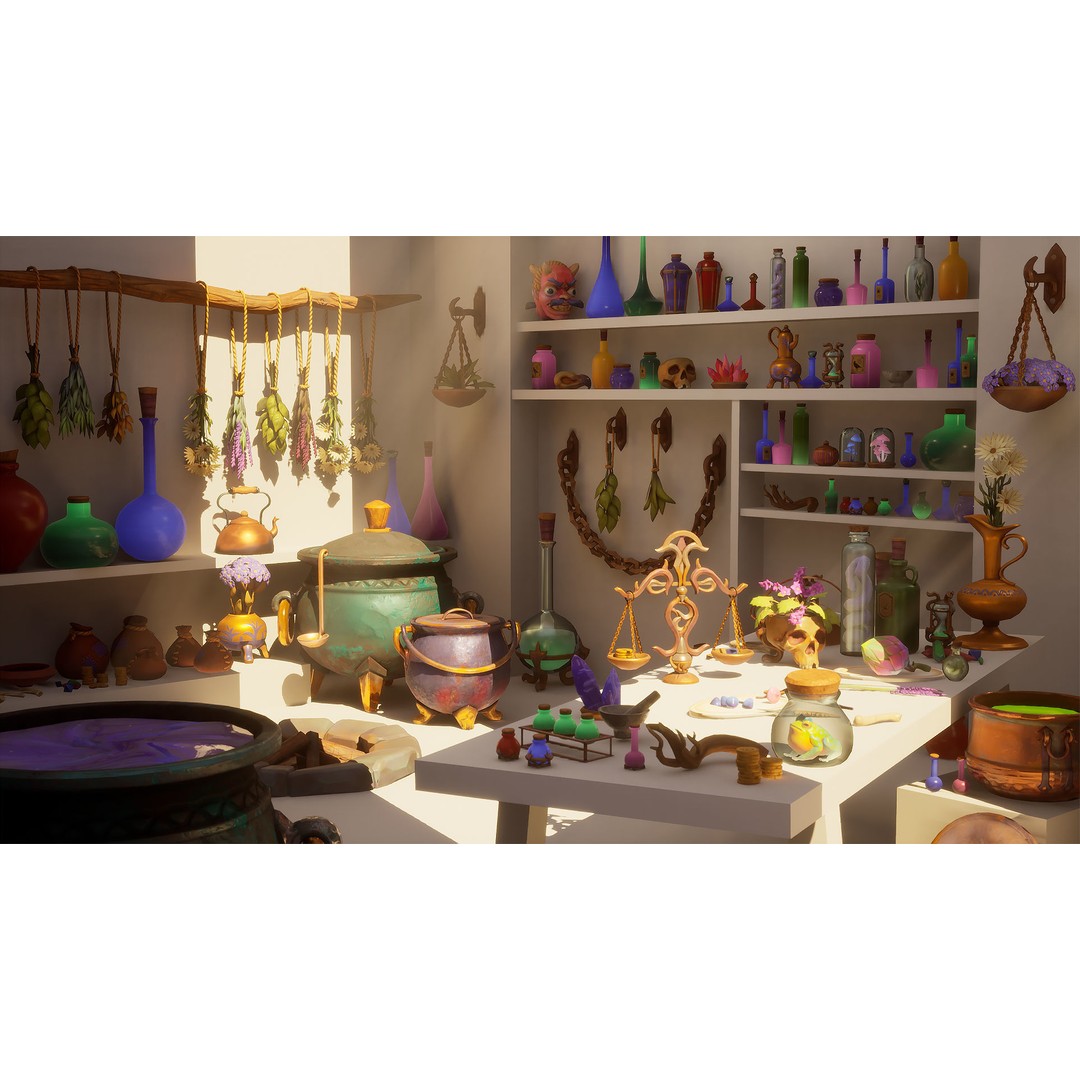 Potion Props 3D Model – Low Poly Fantasy Asset, FBX, PBR Textures - View 3