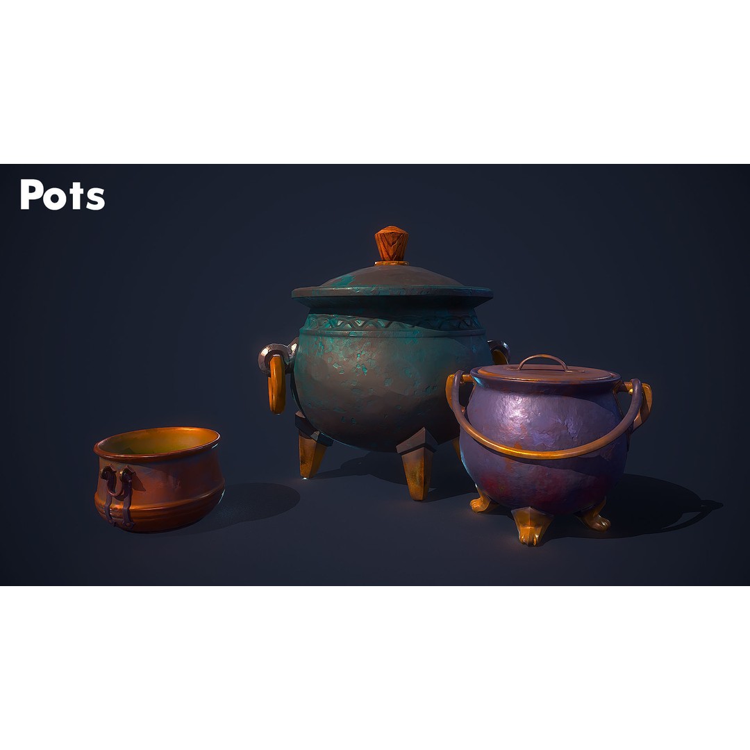 Potion Props 3D Model – Low Poly Fantasy Asset, FBX, PBR Textures - View 5