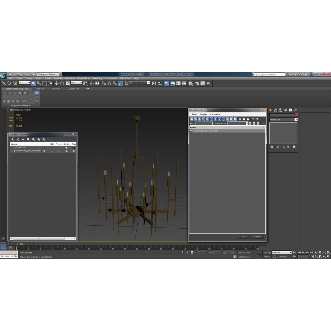 Hudson Valley Bari Chandelier 3D Model – Low Poly Interior Lighting, FBX, OBJ