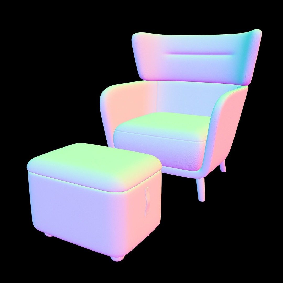 Oskarshamn Lounge Chair 3D Model – Low Poly Game-Ready Asset, FBX - View 11