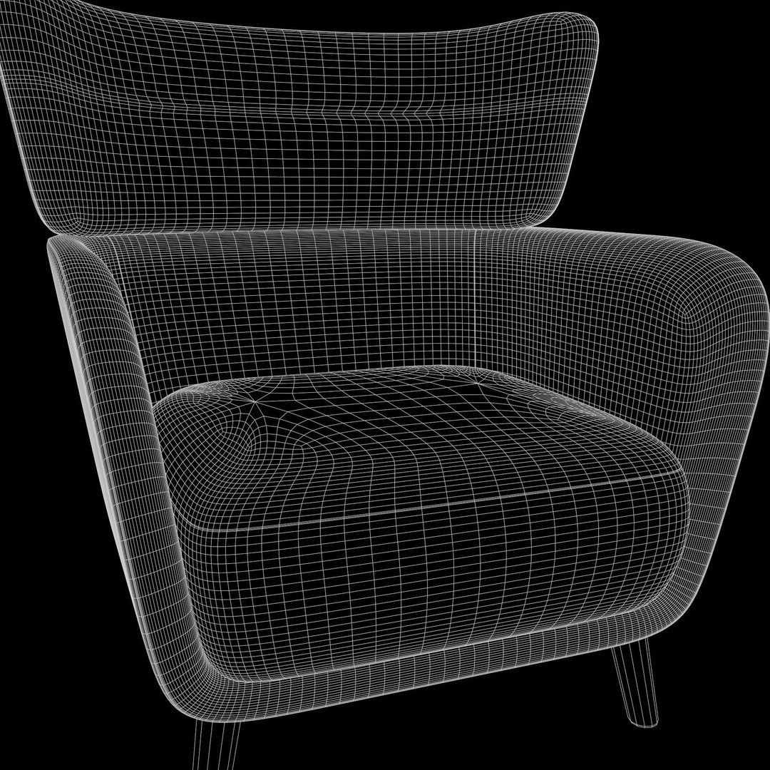 Oskarshamn Lounge Chair 3D Model – Low Poly Game-Ready Asset, FBX - View 12