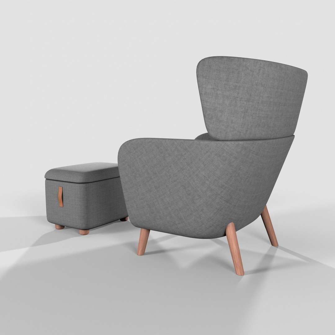 Oskarshamn Lounge Chair 3D Model – Low Poly Game-Ready Asset, FBX - View 4
