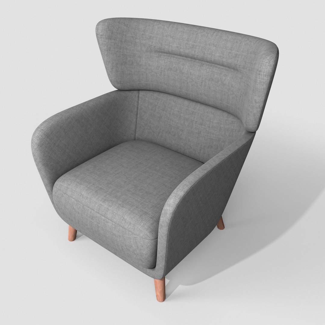 Oskarshamn Lounge Chair 3D Model – Low Poly Game-Ready Asset, FBX - View 7
