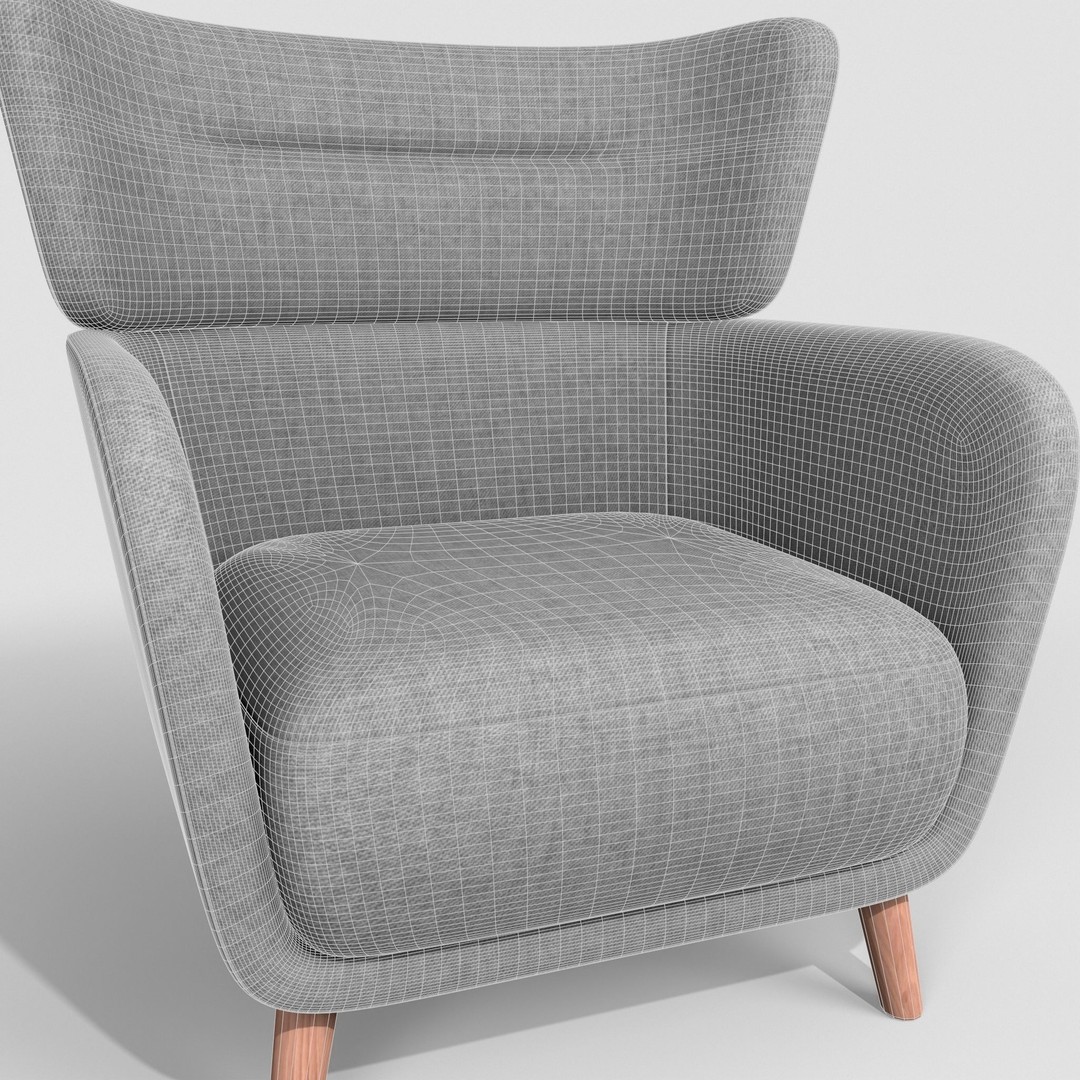 Oskarshamn Lounge Chair 3D Model – Low Poly Game-Ready Asset, FBX - View 8