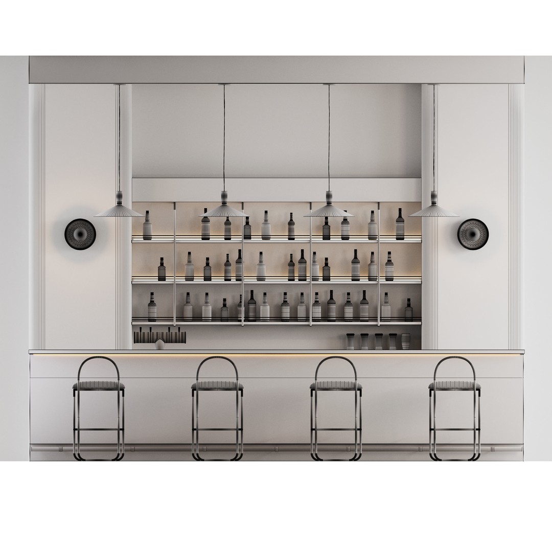Loft Bar Counter 3D Model – Stylish Interior Furniture, PBR Textures