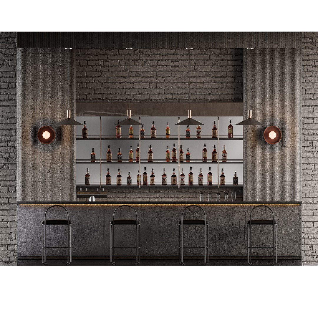 Loft Bar Counter 3D Model – Stylish Interior Furniture, PBR Textures - View 7