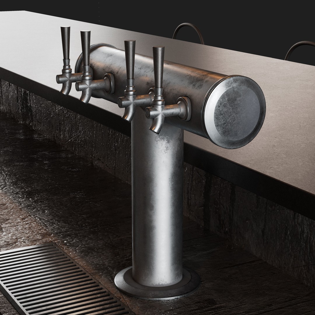 Loft Bar Counter 3D Model – Stylish Interior Furniture, PBR Textures - View 9