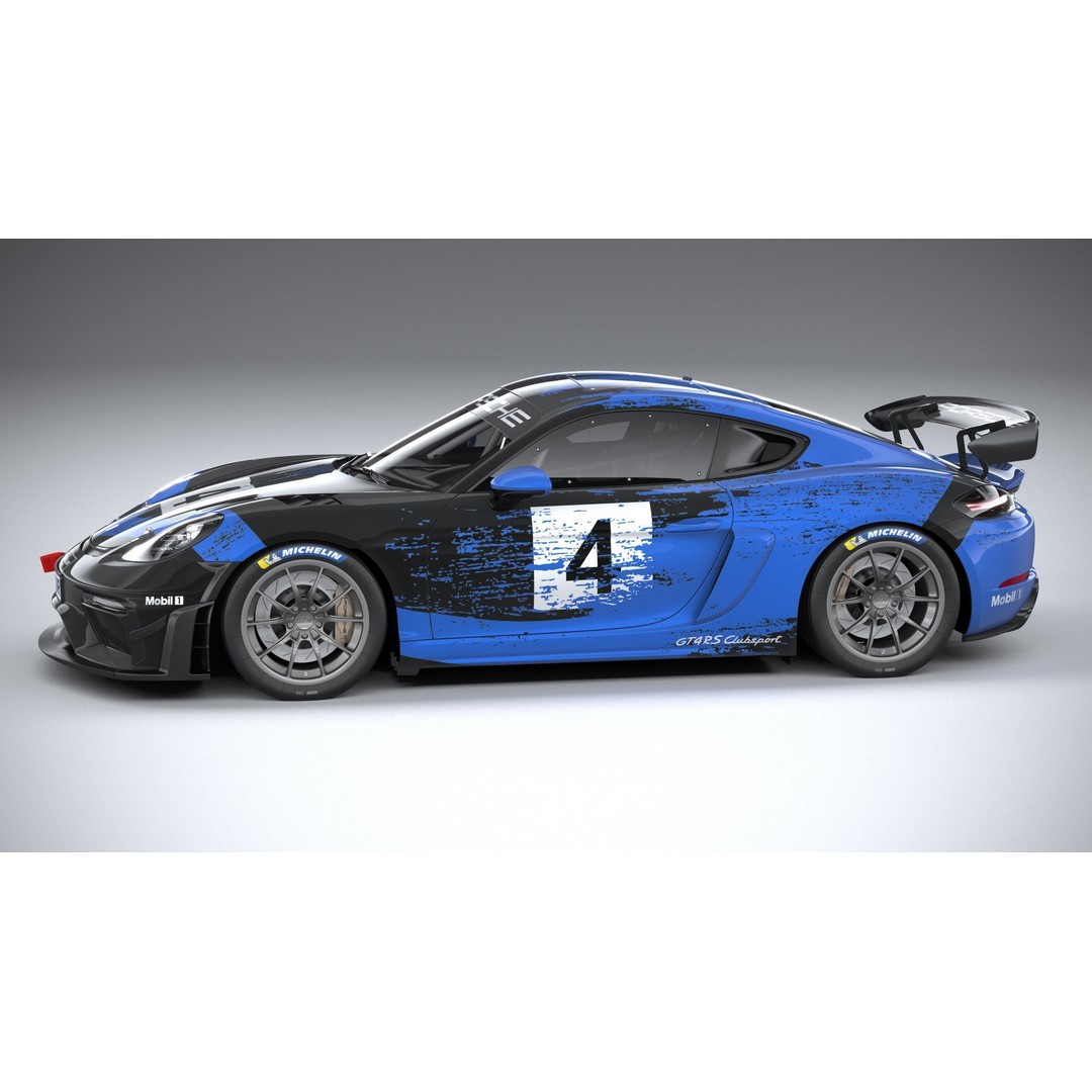 Porsche 718 Cayman GT4 RS Clubsport 2022 3D Model – High Poly, Game Ready, FBX, OBJ - View 10