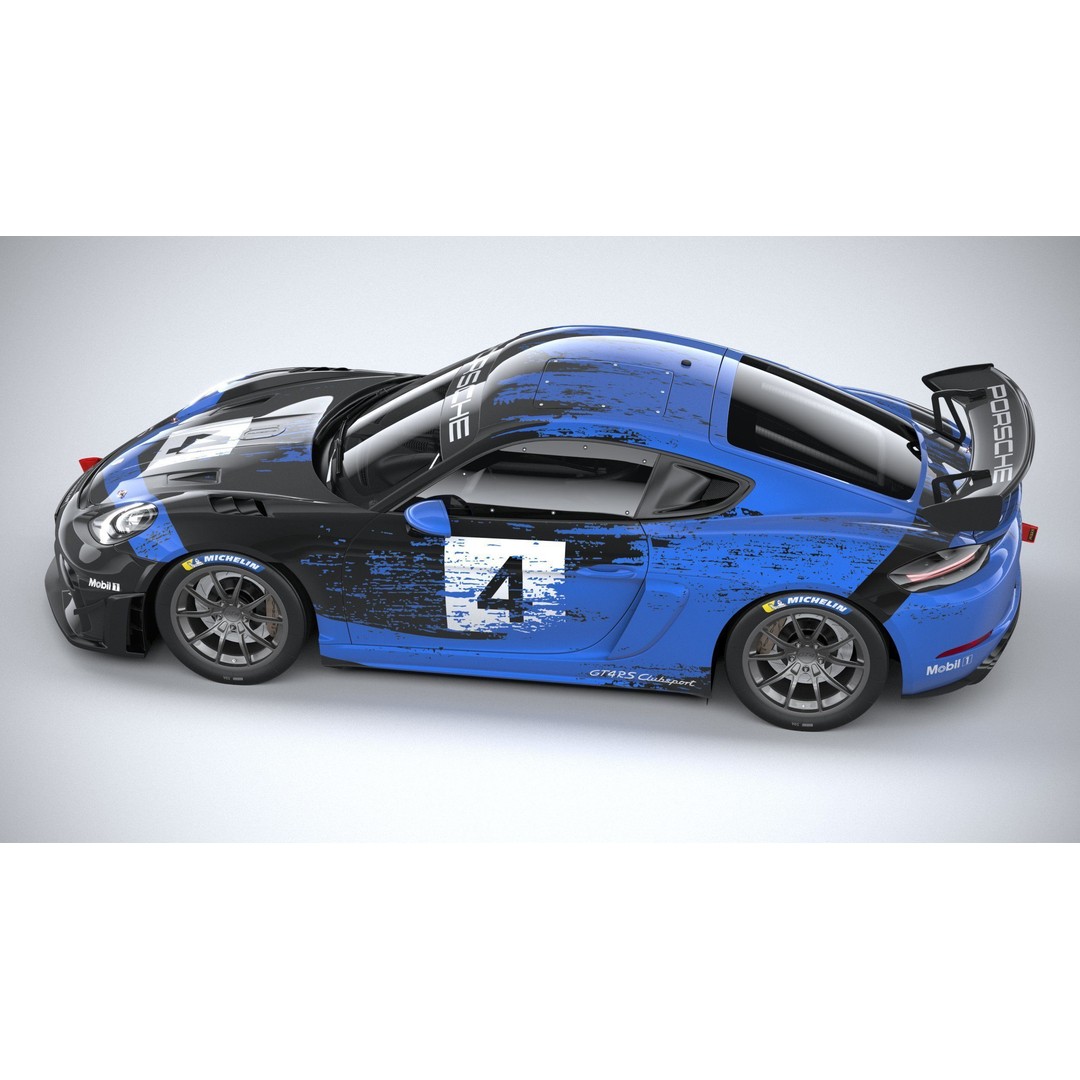Porsche 718 Cayman GT4 RS Clubsport 2022 3D Model – High Poly, Game Ready, FBX, OBJ - View 11