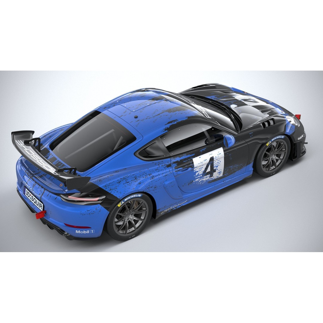Porsche 718 Cayman GT4 RS Clubsport 2022 3D Model – High Poly, Game Ready, FBX, OBJ - View 12