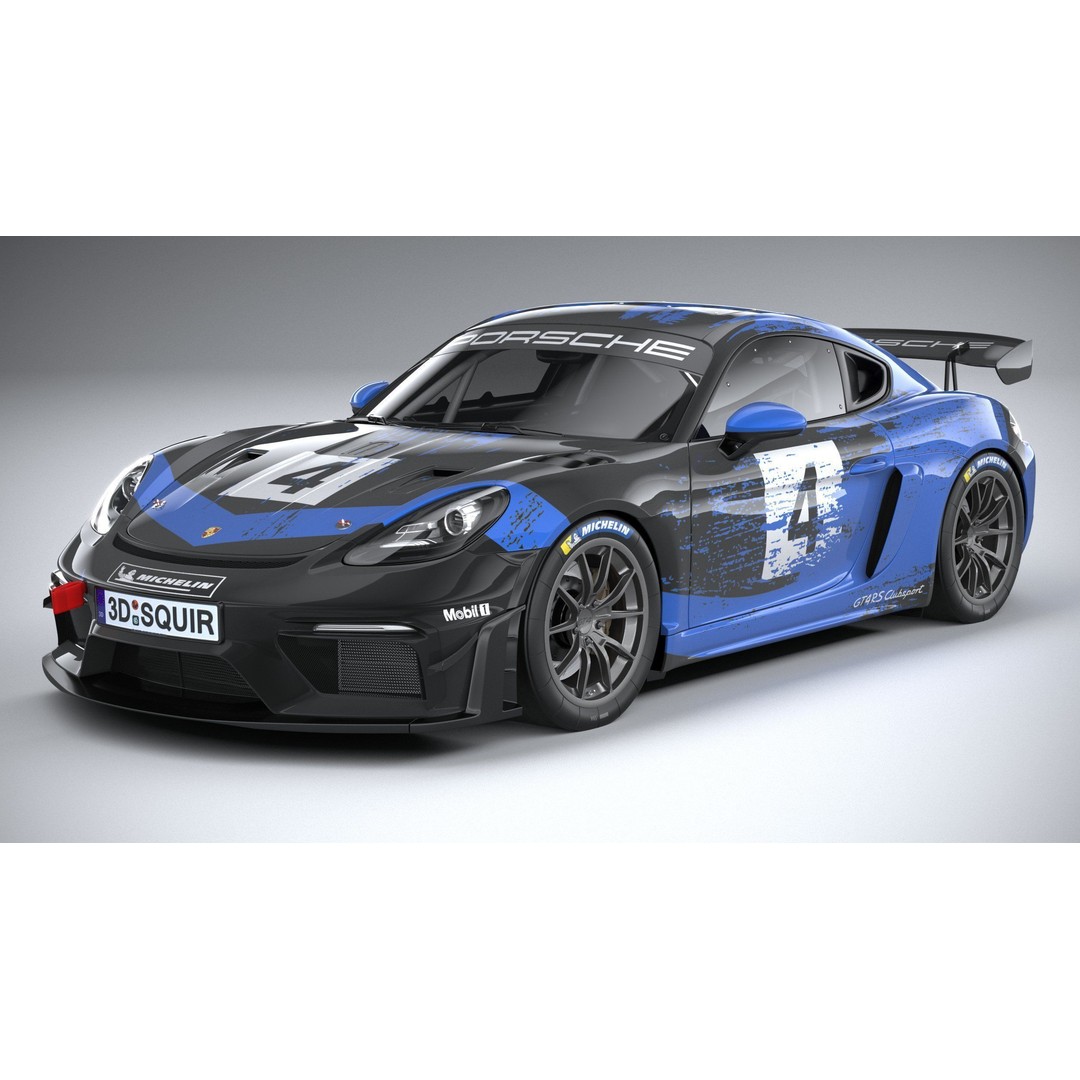 Porsche 718 Cayman GT4 RS Clubsport 2022 3D Model – High Poly, Game Ready, FBX, OBJ - View 3
