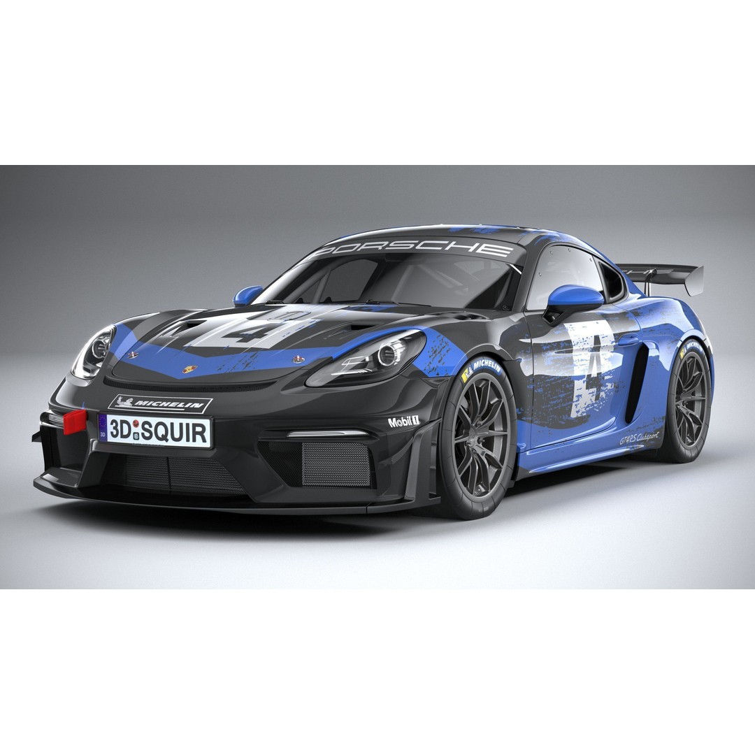 Porsche 718 Cayman GT4 RS Clubsport 2022 3D Model – High Poly, Game Ready, FBX, OBJ - View 4