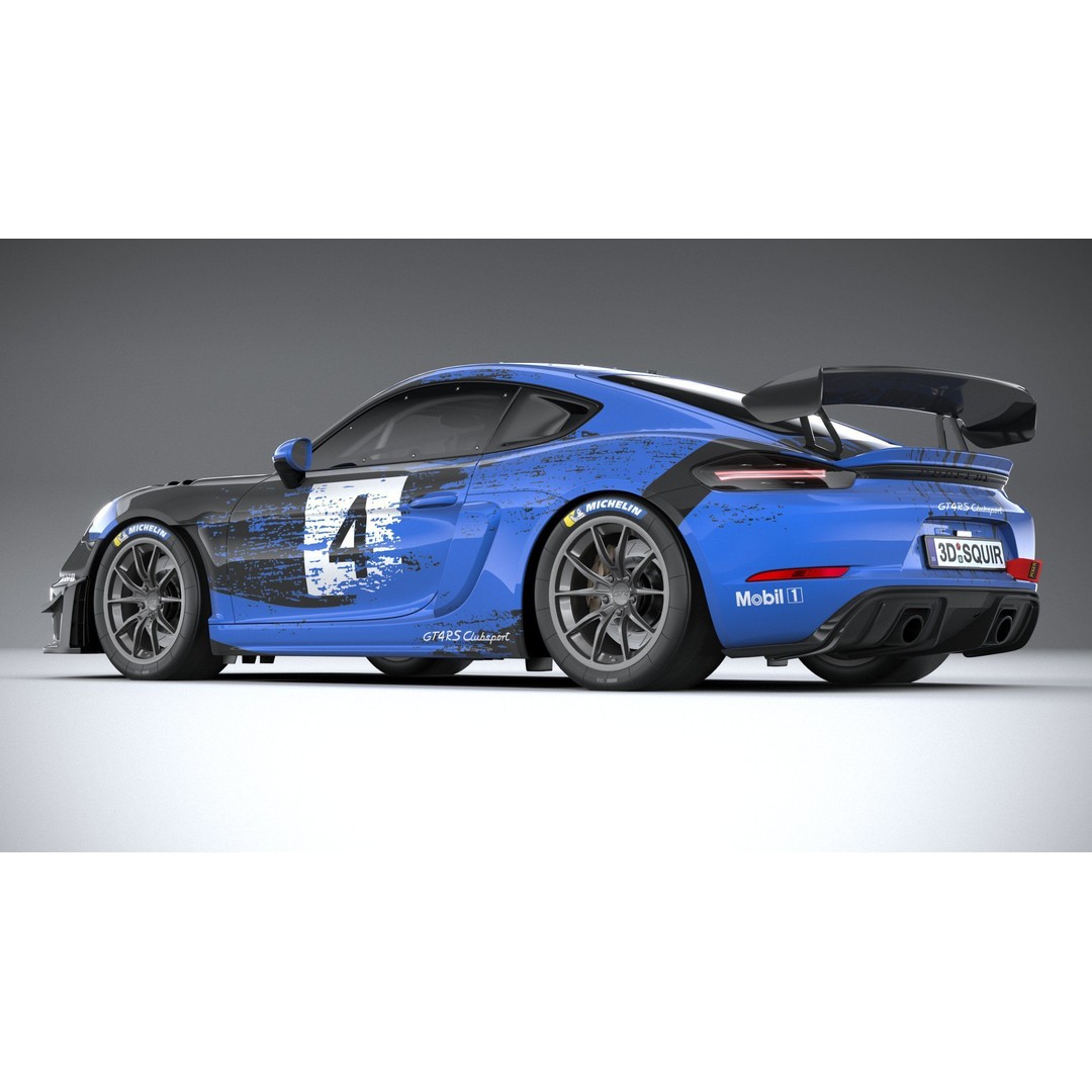 Porsche 718 Cayman GT4 RS Clubsport 2022 3D Model – High Poly, Game Ready, FBX, OBJ - View 7