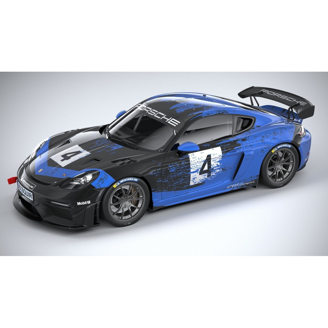 Porsche 718 Cayman GT4 RS Clubsport 2022 3D Model – High Poly, Game Ready, FBX, OBJ - View 9