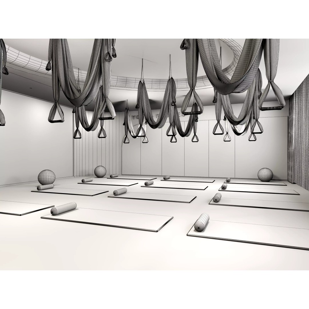 Pilates Studio Interior 3D Model – Low Poly Game Asset, FBX, OBJ