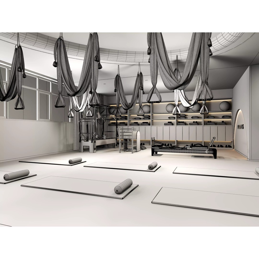 Pilates Studio Interior 3D Model – Low Poly Game Asset, FBX, OBJ - View 12