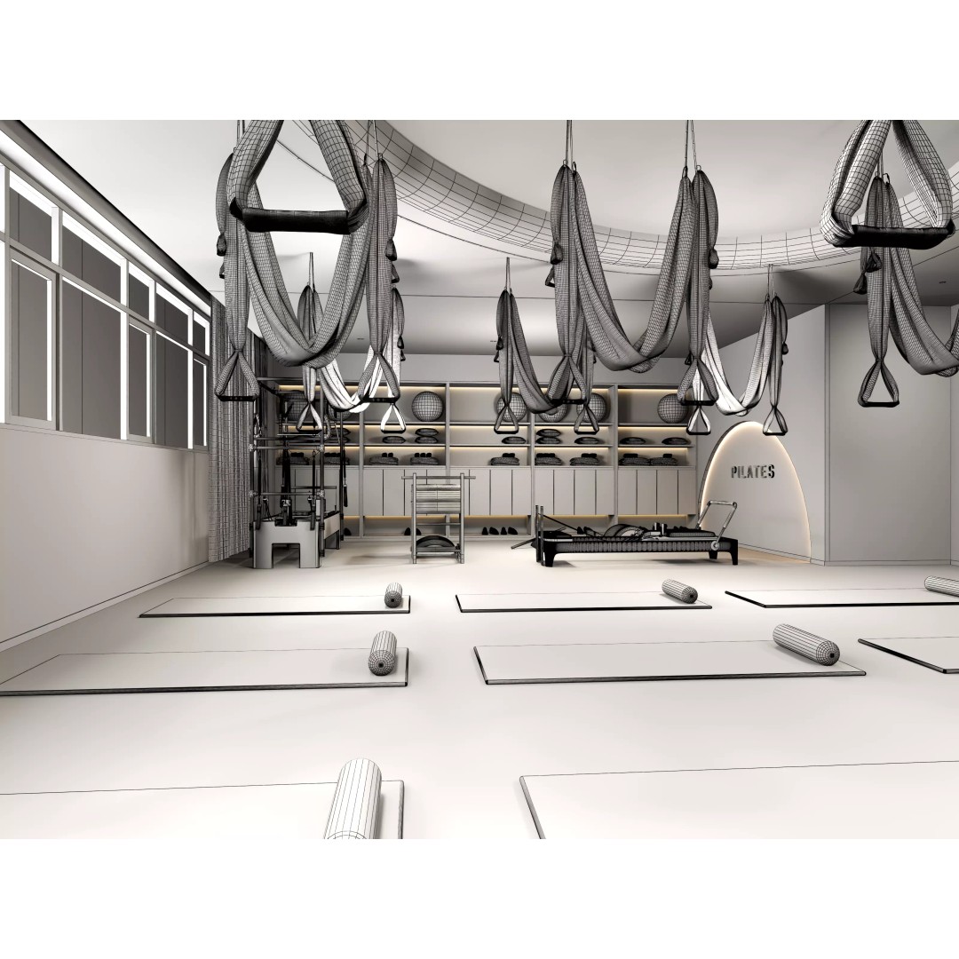 Pilates Studio Interior 3D Model – Low Poly Game Asset, FBX, OBJ - View 14
