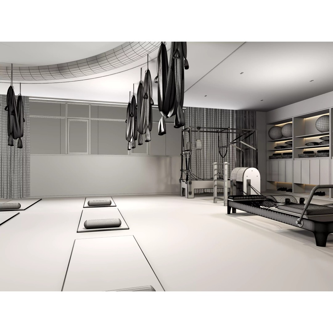Pilates Studio Interior 3D Model – Low Poly Game Asset, FBX, OBJ - View 15