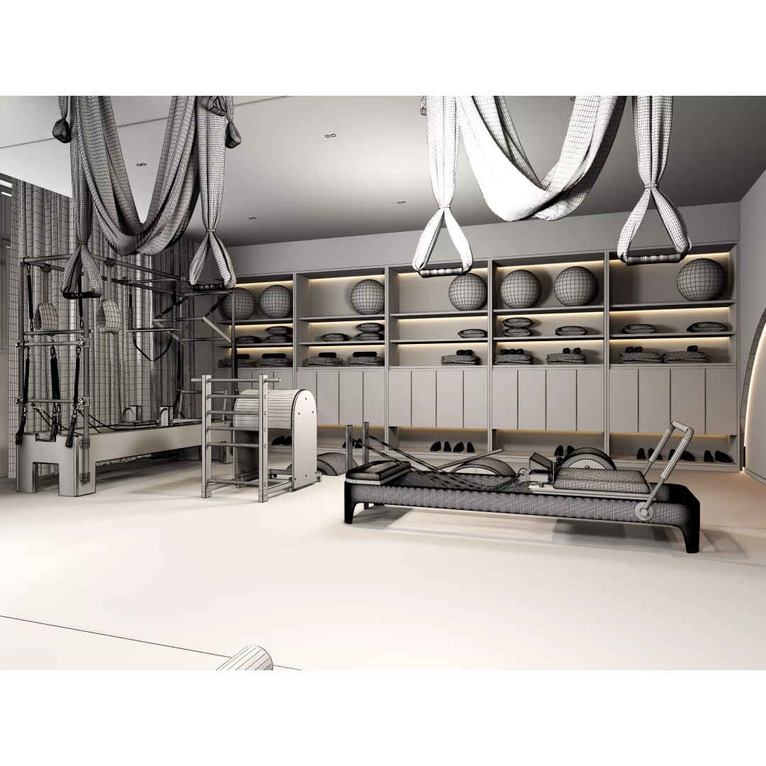 Pilates Studio Interior 3D Model – Low Poly Game Asset, FBX, OBJ - View 16