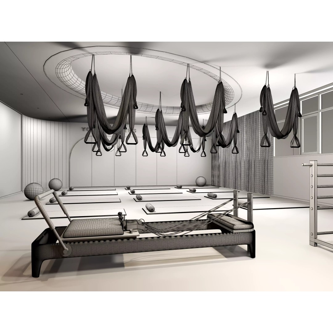 Pilates Studio Interior 3D Model – Low Poly Game Asset, FBX, OBJ - View 17