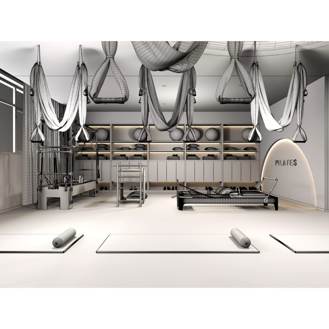 Pilates Studio Interior 3D Model – Low Poly Game Asset, FBX, OBJ - View 18