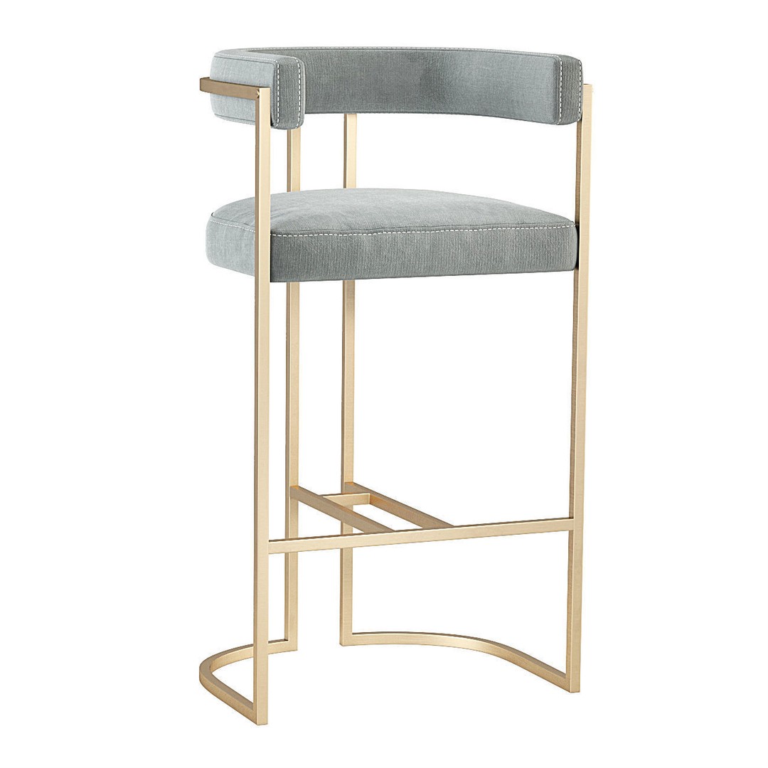 Duistt Julius Bar Stool 3D Model – Velvet Upholstered Design, FBX & OBJ - View 10