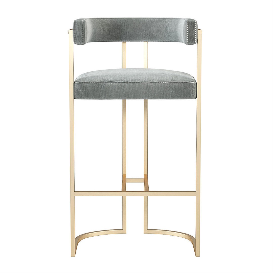 Duistt Julius Bar Stool 3D Model – Velvet Upholstered Design, FBX & OBJ - View 11