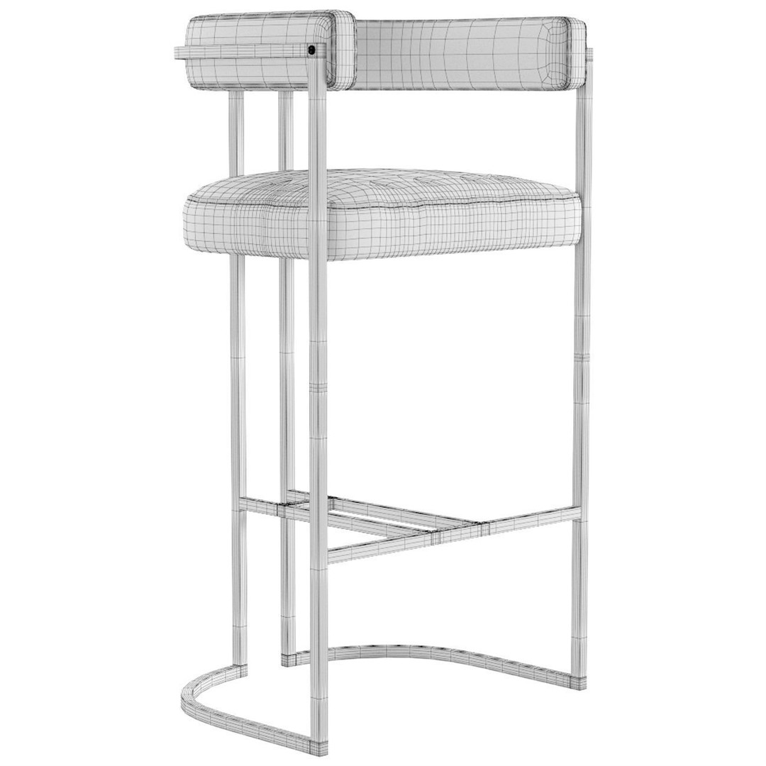 Duistt Julius Bar Stool 3D Model – Velvet Upholstered Design, FBX & OBJ - View 12