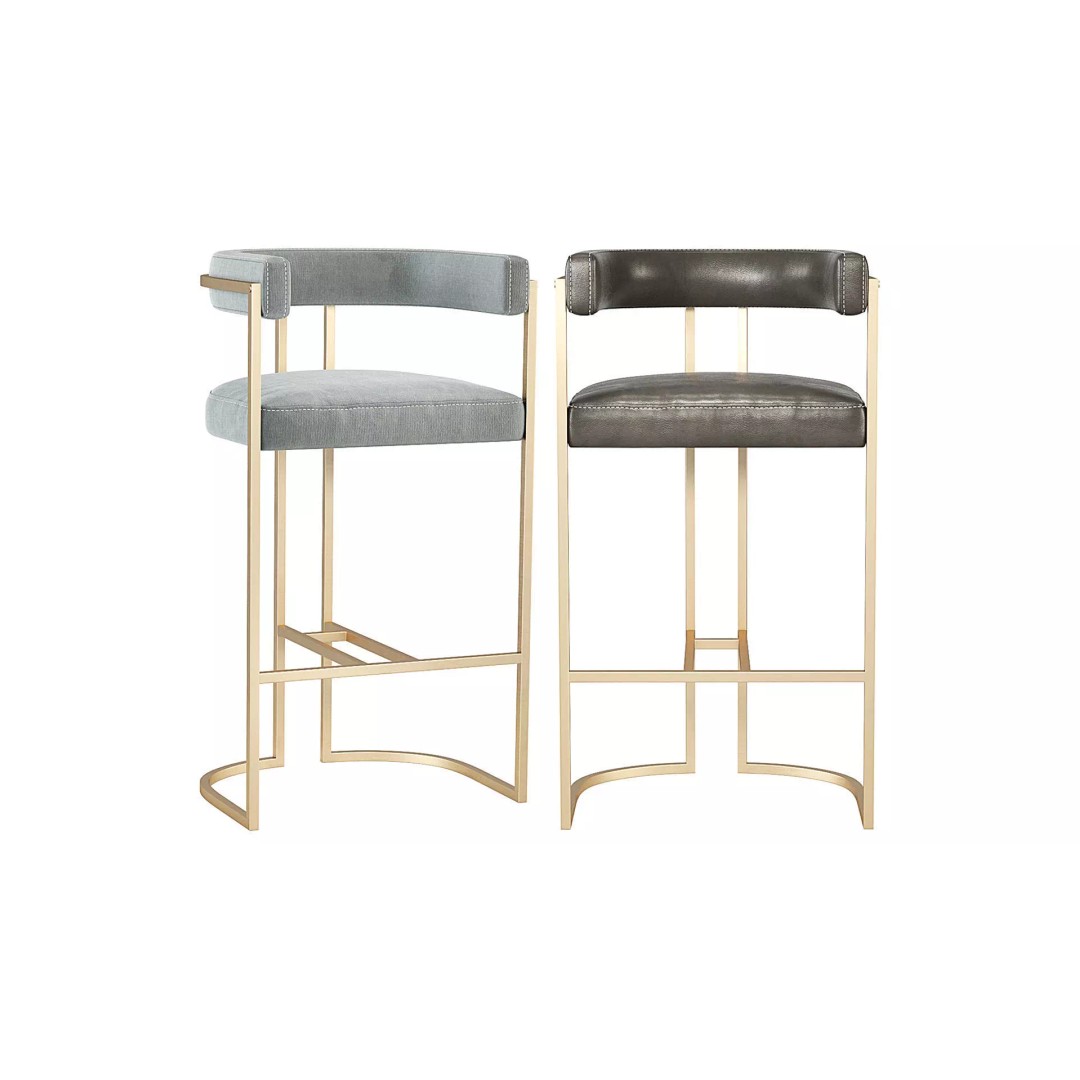 Duistt Julius Bar Stool 3D Model – Velvet Upholstered Design, FBX & OBJ - View 2