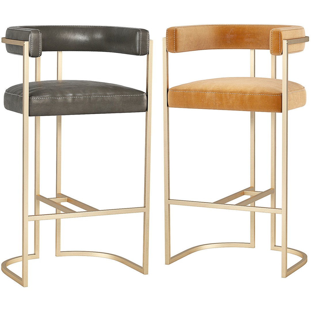 Duistt Julius Bar Stool 3D Model – Velvet Upholstered Design, FBX & OBJ - View 3