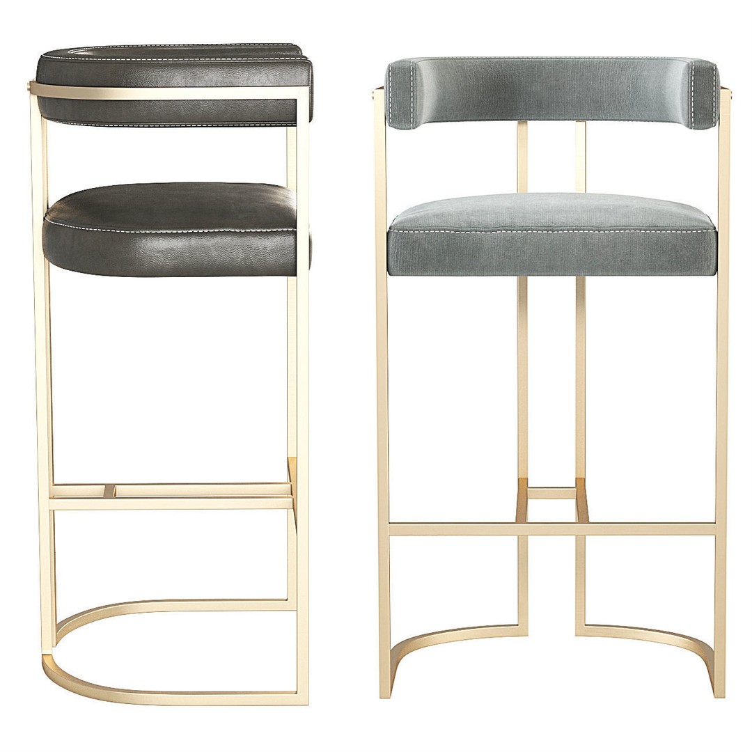 Duistt Julius Bar Stool 3D Model – Velvet Upholstered Design, FBX & OBJ - View 4