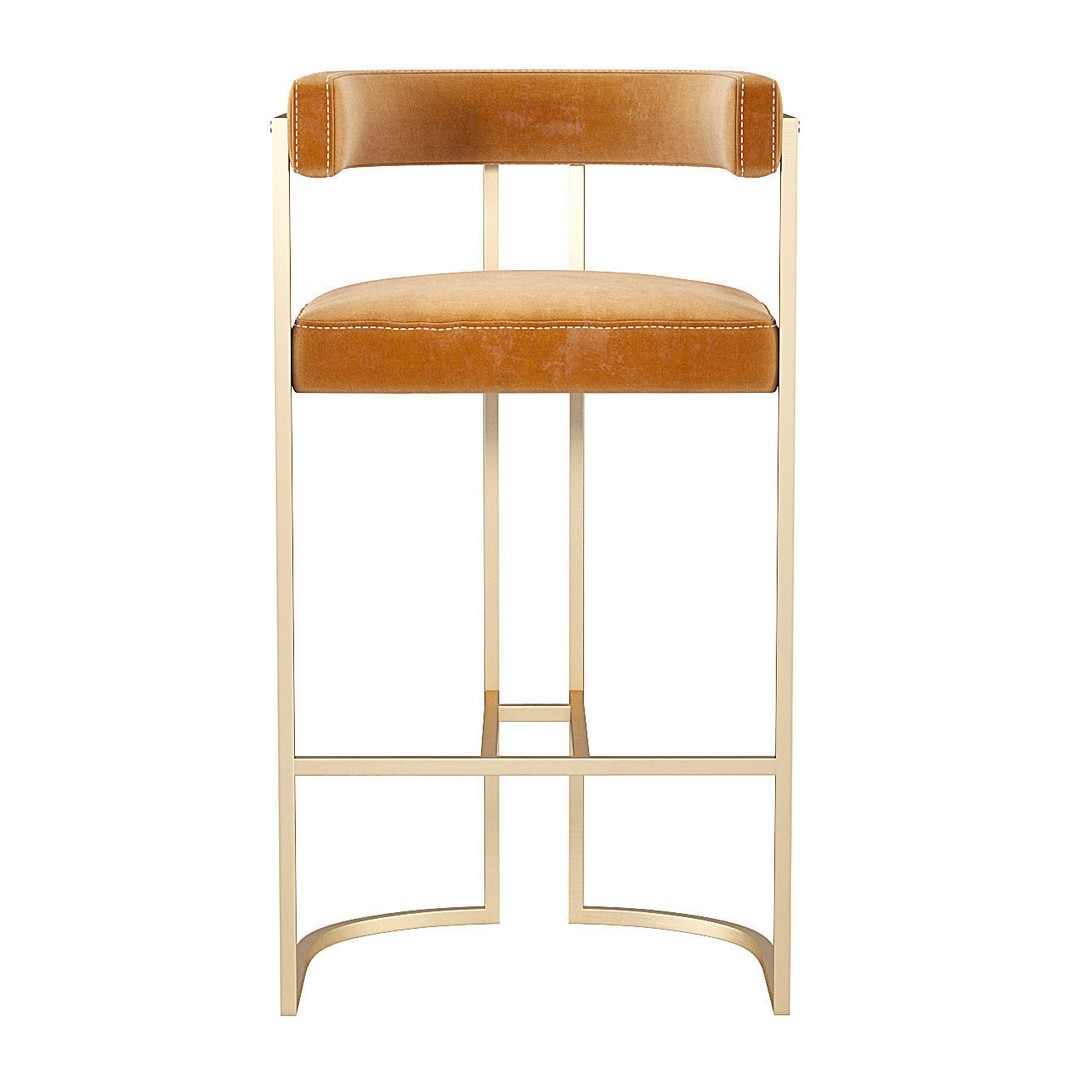 Duistt Julius Bar Stool 3D Model – Velvet Upholstered Design, FBX & OBJ - View 6