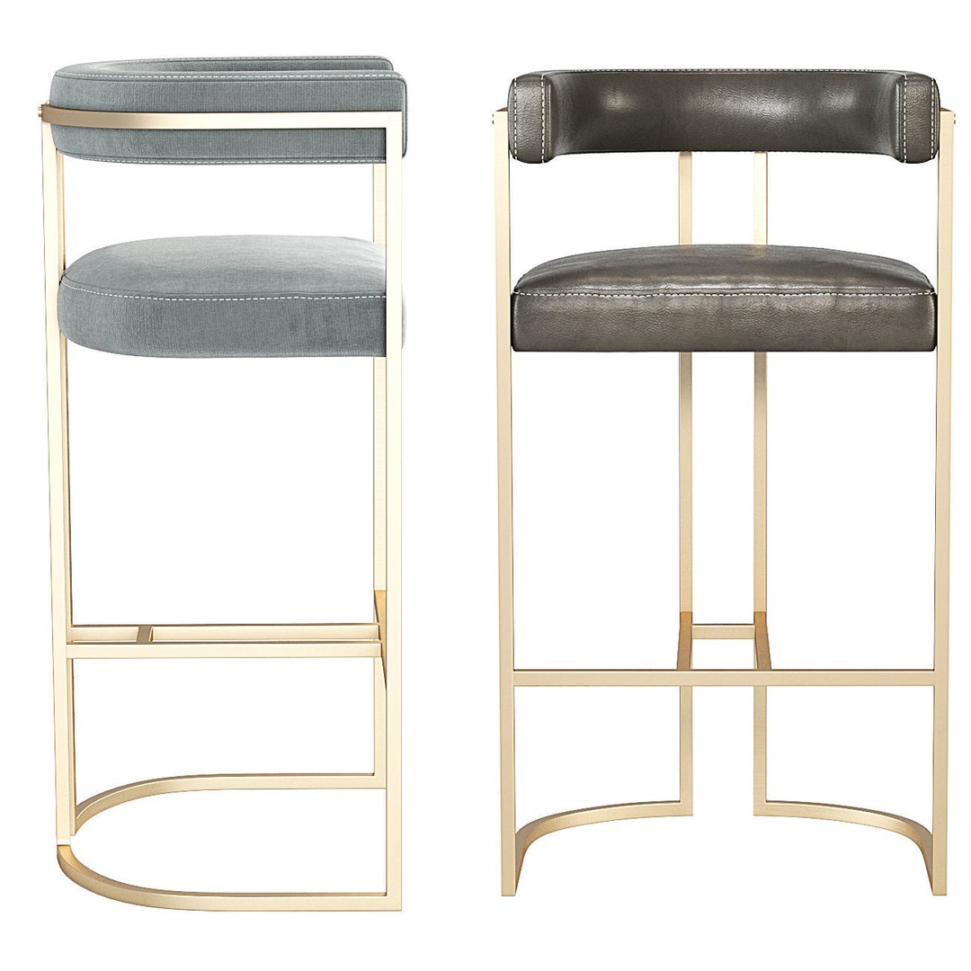 Duistt Julius Bar Stool 3D Model – Velvet Upholstered Design, FBX & OBJ - View 7