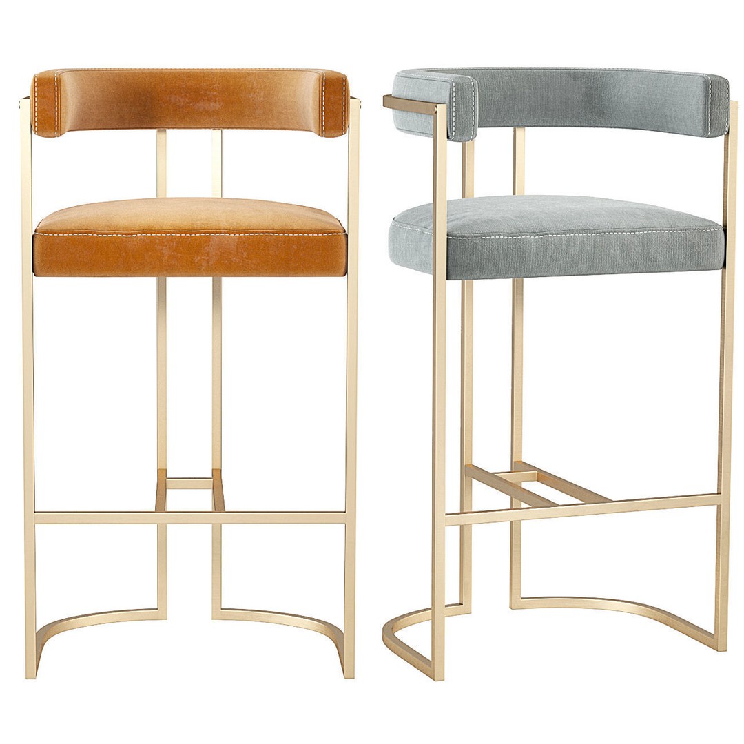 Duistt Julius Bar Stool 3D Model – Velvet Upholstered Design, FBX & OBJ - View 8