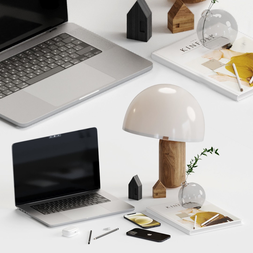 Decorative Desktop Set 3D Model – High Detail PBR Textures, OBJ/FBX - View 5