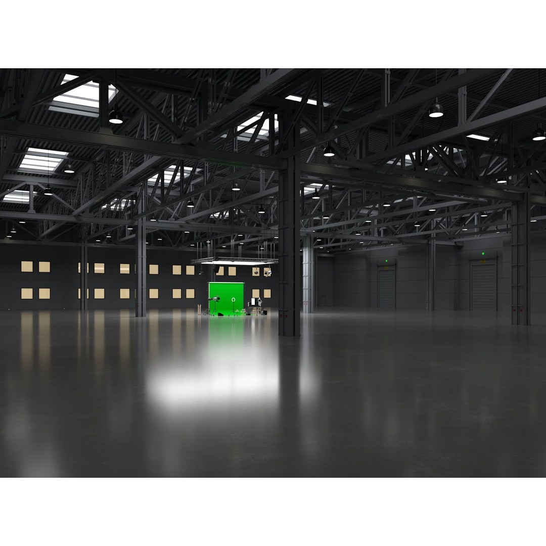 Warehouse Photo Studio 3D Model – Industrial Interior Scene, Blender, FBX - View 10